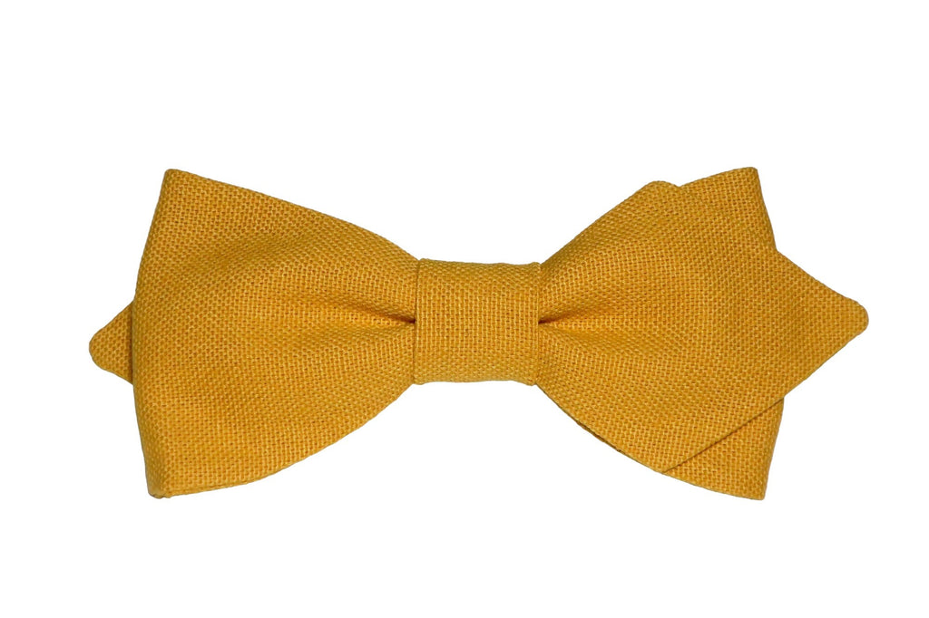 Noeud papillon jaune curcuma, forme à pointes