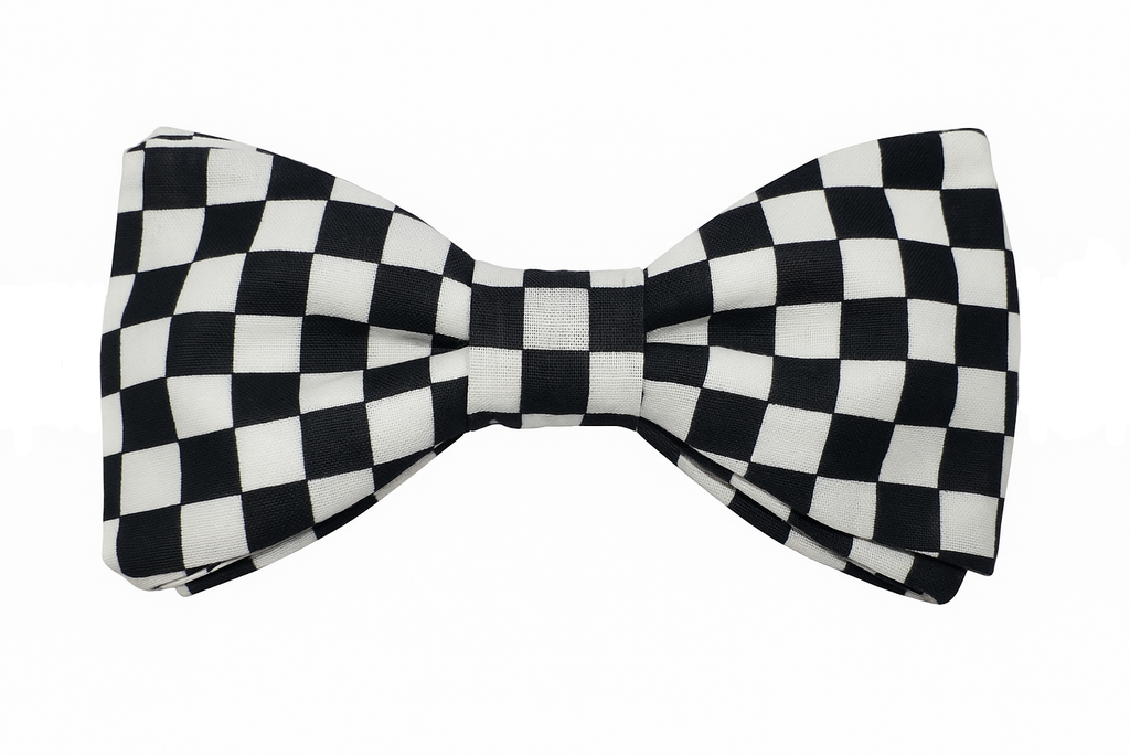 Nœud papillon motif damier bicolore noir et blanc, style unique et audacieux