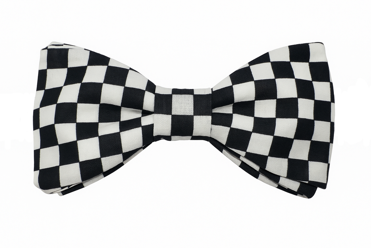 Nœud papillon motif damier bicolore noir et blanc, style unique et audacieux