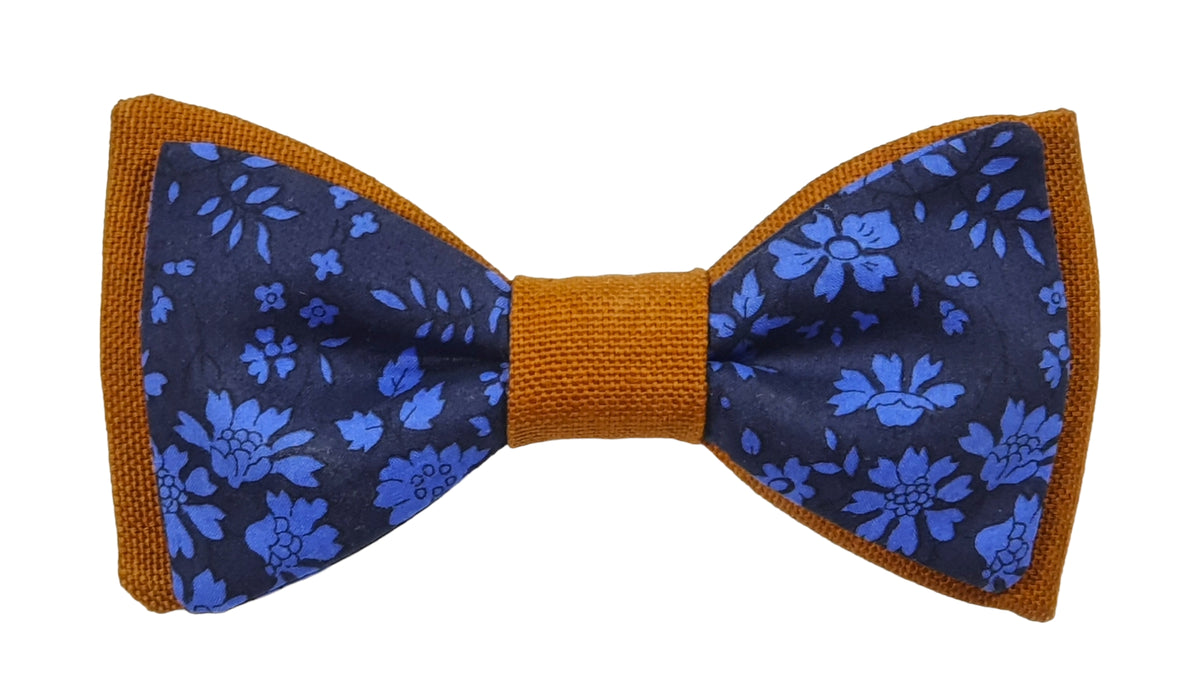 Nœud  papillon double camel et Liberty bleu capel