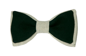 Un nœud papillon double en lin, de couleur vert impérial, alliant élégance et raffinement pour toutes les occasions