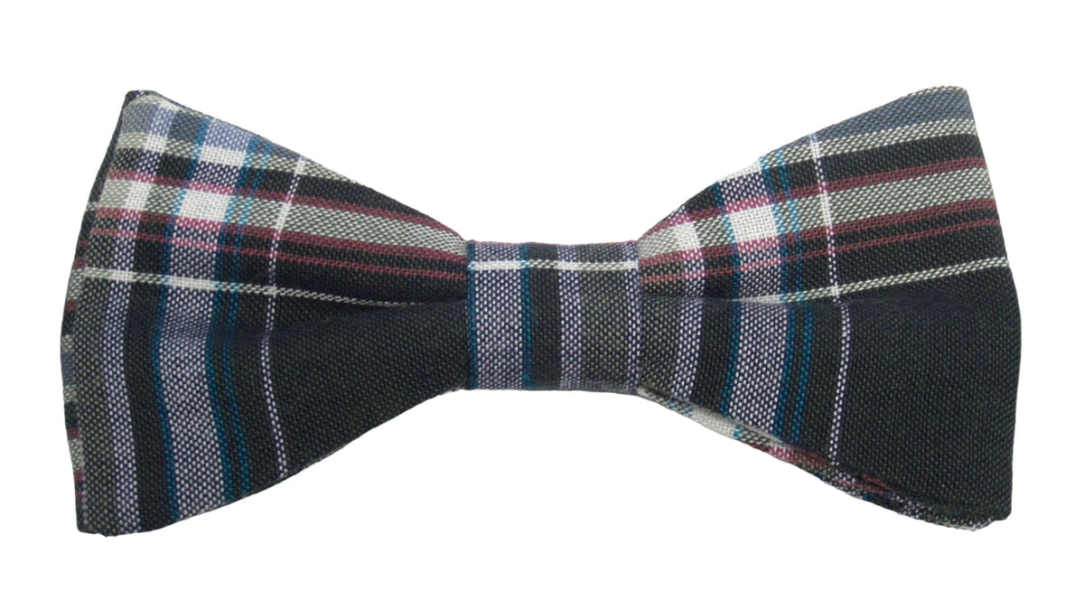 Nœud papillon écossais vert sapin et gris