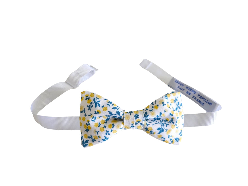 Noeud papillon fleuri jaune et bleu - Effet Noeud Pap