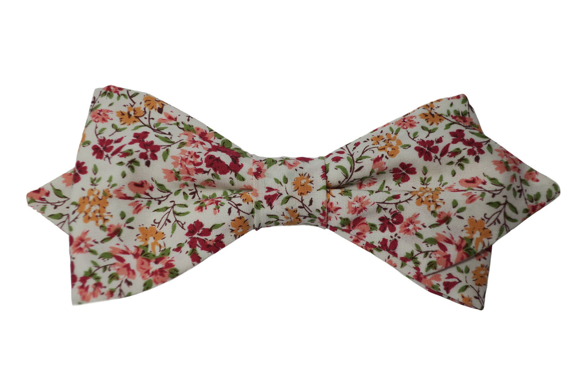 Nœud papillon Liberty jaune orange et rose