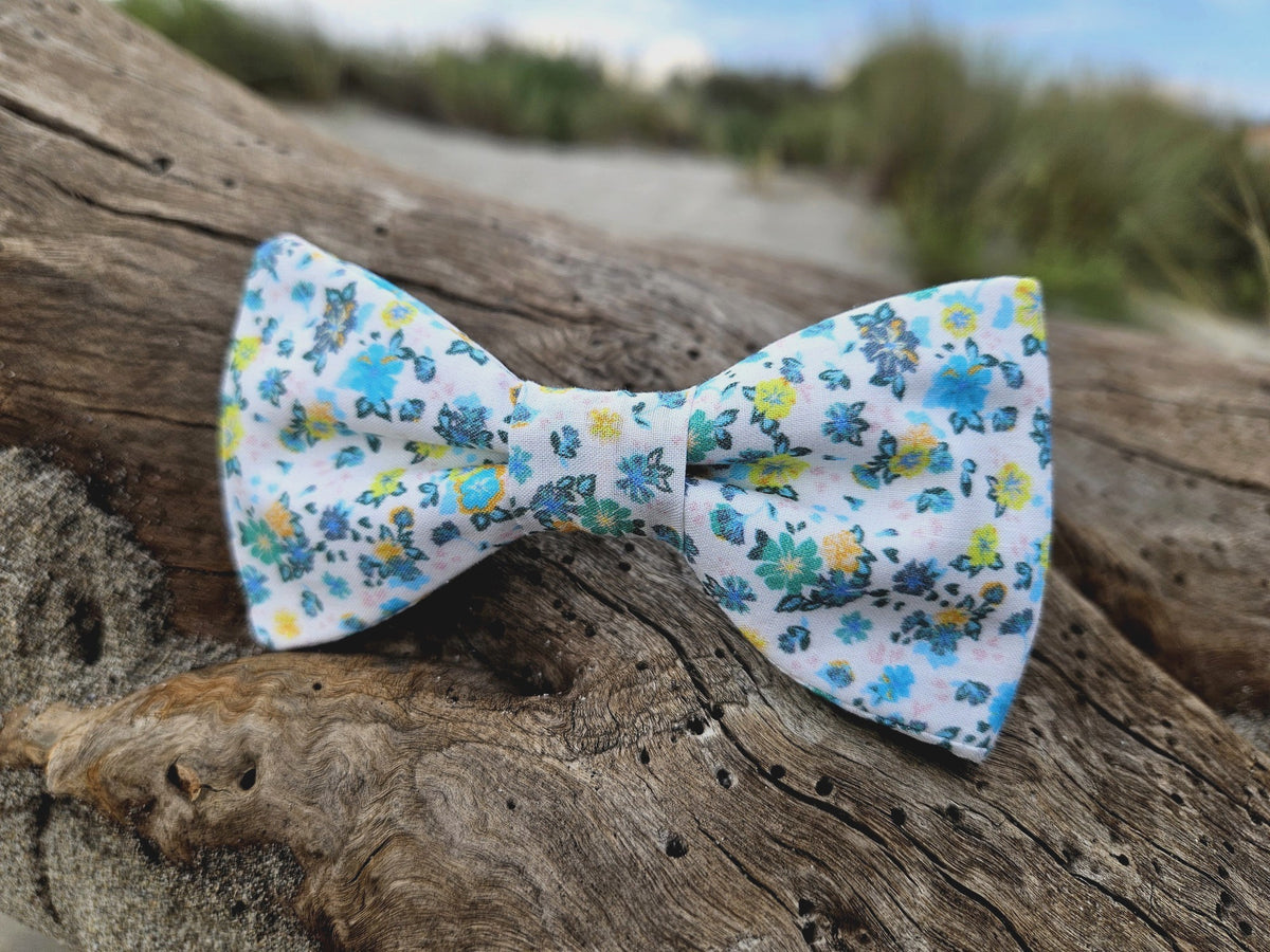 Noeud papillon fleuri vert et jaune - Effet Noeud Pap