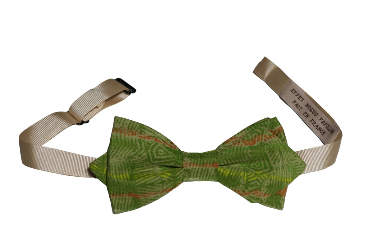 Noeud papillon graphique vert olive - Effet Noeud Pap