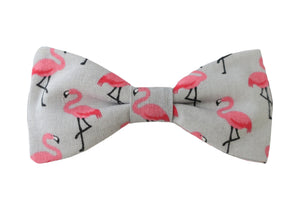 Noeud papillon gris motifs flamants roses - Effet Noeud Pap