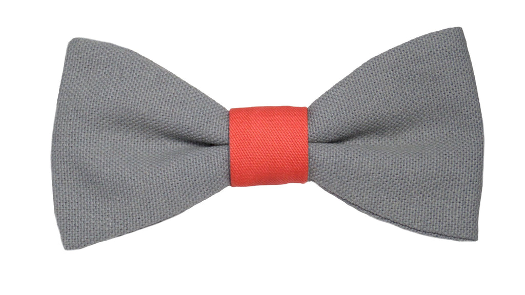 Noeud papillon gris mastic et corail - Effet Noeud Pap