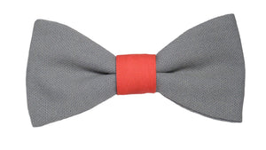 Noeud papillon gris mastic et corail - Effet Noeud Pap