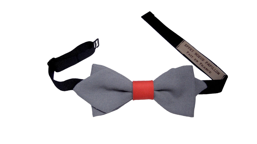 Noeud papillon gris mastic et corail - Effet Noeud Pap