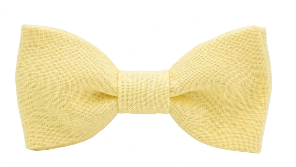 Nœud papillon en lin jaune beurre pour homme