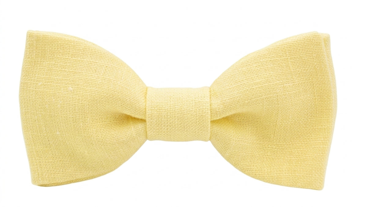 Nœud papillon en lin jaune beurre pour homme