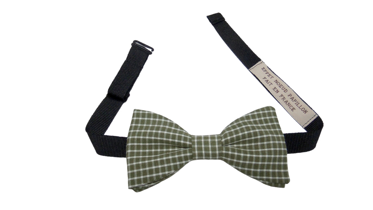Noeud papillon à carreaux kaki et crème - Effet Noeud Pap