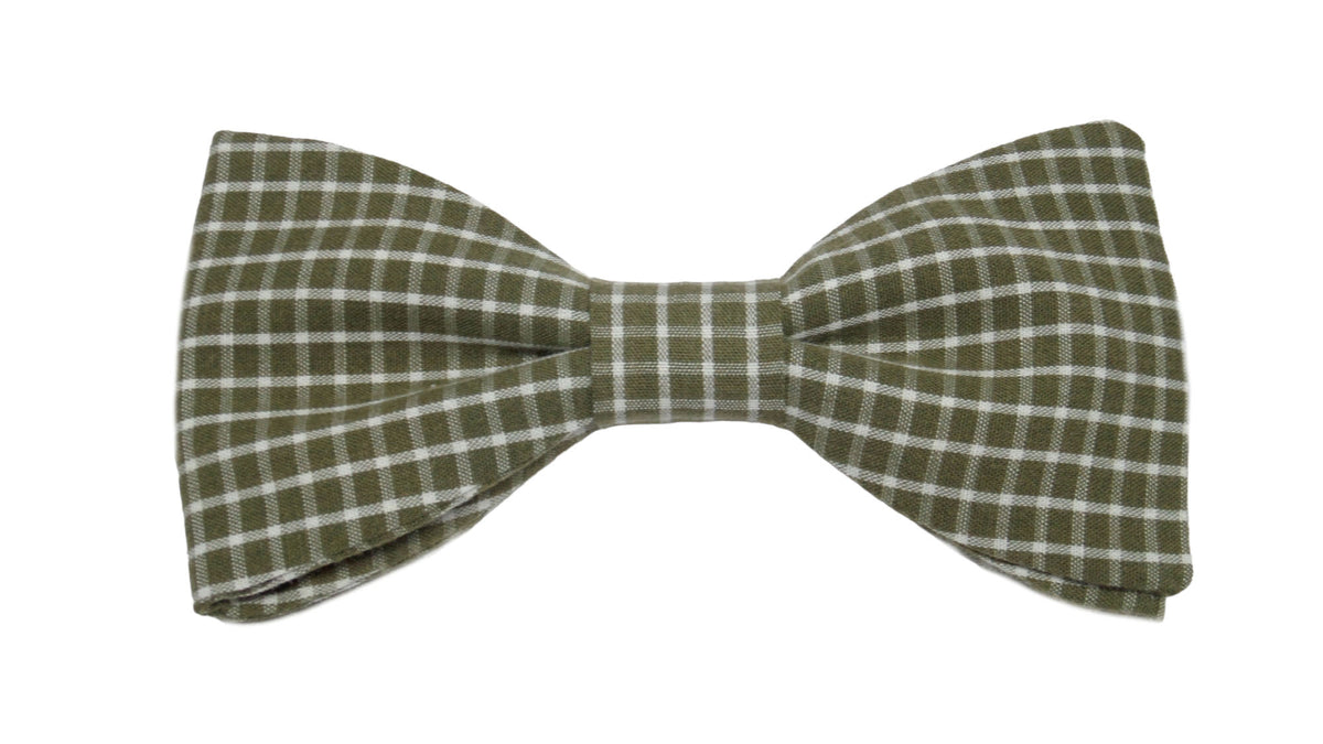 Nœud papillon kaki carreaux crème