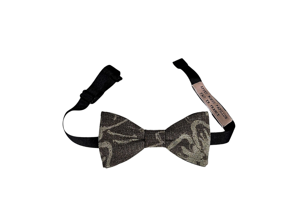 Noeud papillon kaki motifs vert clair - Effet Noeud Pap