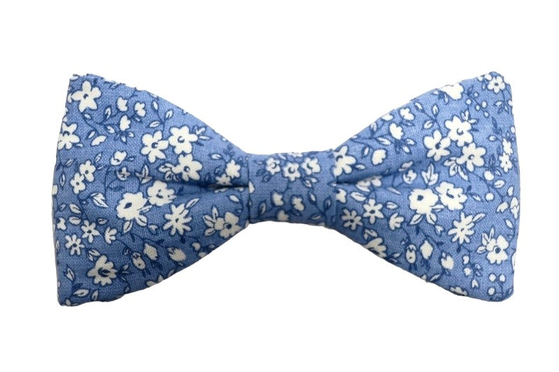 Noeud papillon fleuri bleu lavande et blanc - Effet Noeud Pap