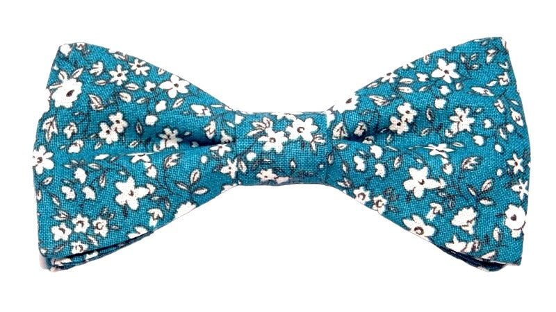 Noeud papillon fleuri vert canard et blanc - Effet Noeud Pap