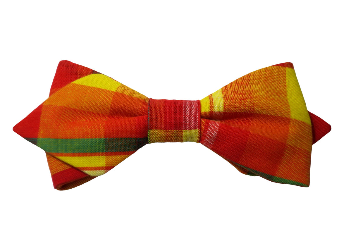 Noeud papillon madras orange jaune vert - Effet Noeud Pap