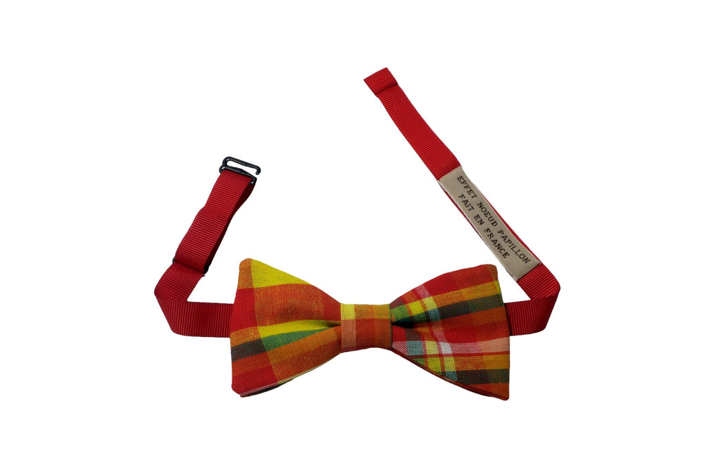 Noeud papillon madras orange jaune vert - Effet Noeud Pap