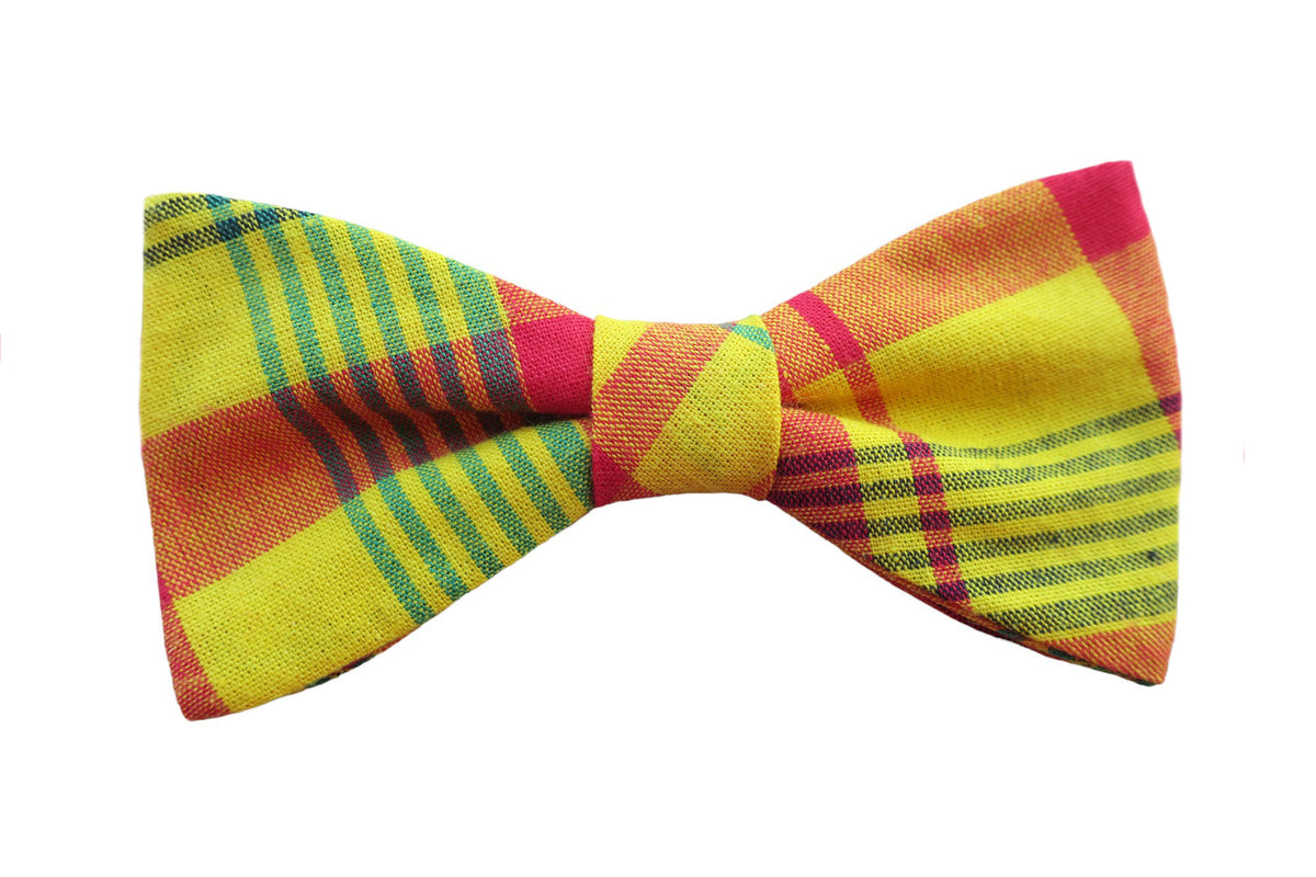  Nœud papillon madras rouge jaune vert