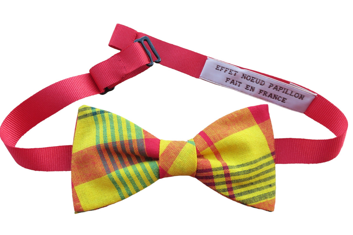 Noeud papillon madras rouge, jaune et vert - Effet Noeud Pap