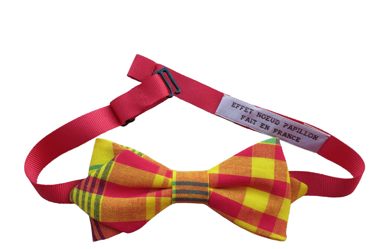 Noeud papillon madras rouge, jaune et vert - Effet Noeud Pap