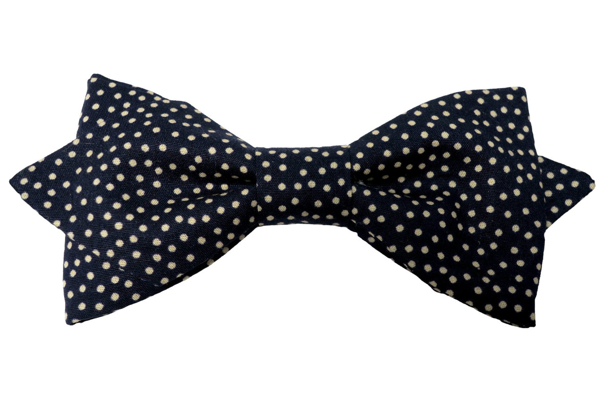 Noeud papillon marine à pois beige - Effet Noeud Pap