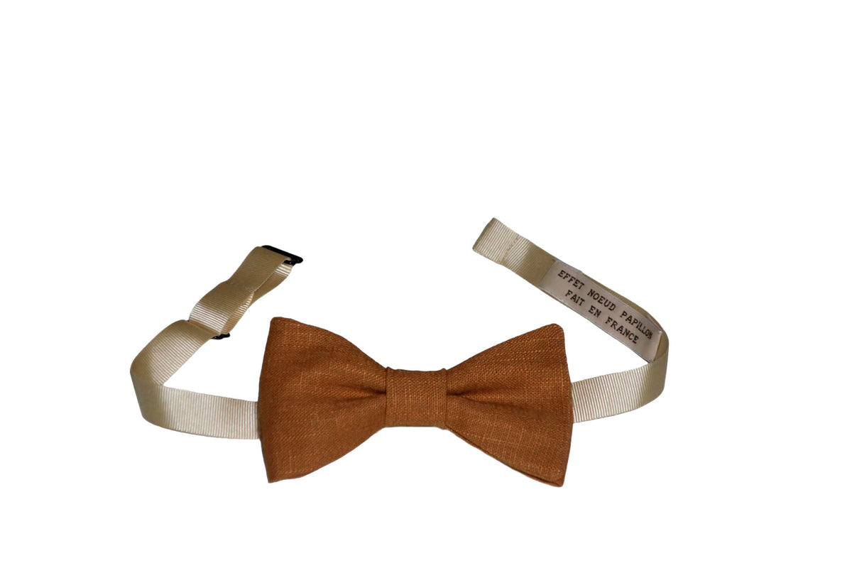 Noeud papillon lin marron clair