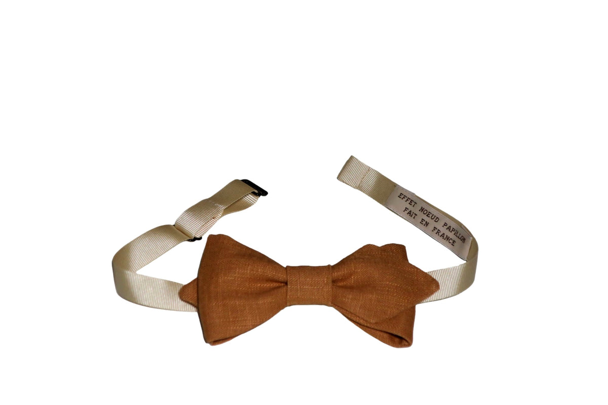 Noeud papillon lin marron clair