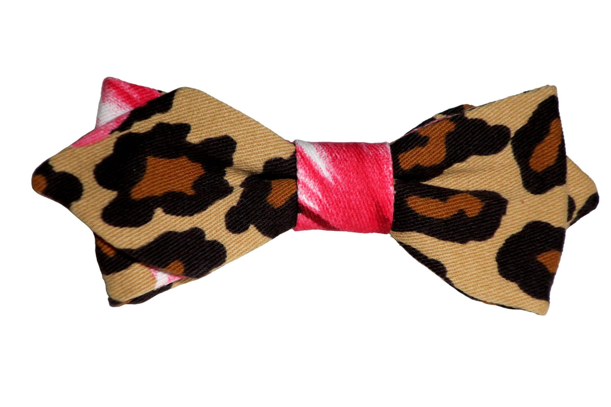 Noeud papillon motif léopard et fleur rose - Effet Noeud Pap