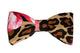 Nœud papillon léopard avec une élégante fleur rose, un mélange audacieux de motifs pour un style sauvage et raffiné