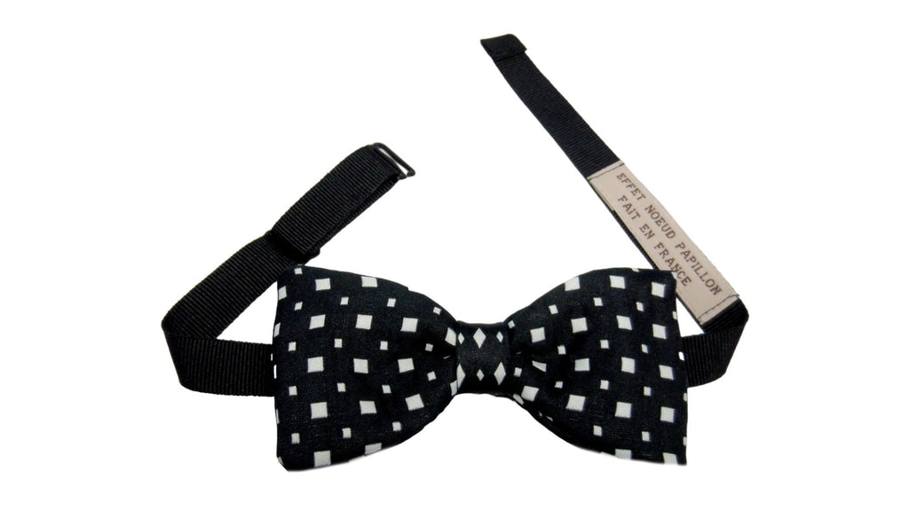 Noeud papillon noir carrés blancs - Effet Noeud Pap