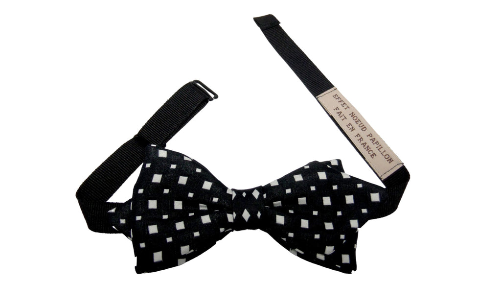 Noeud papillon noir carrés blancs - Effet Noeud Pap