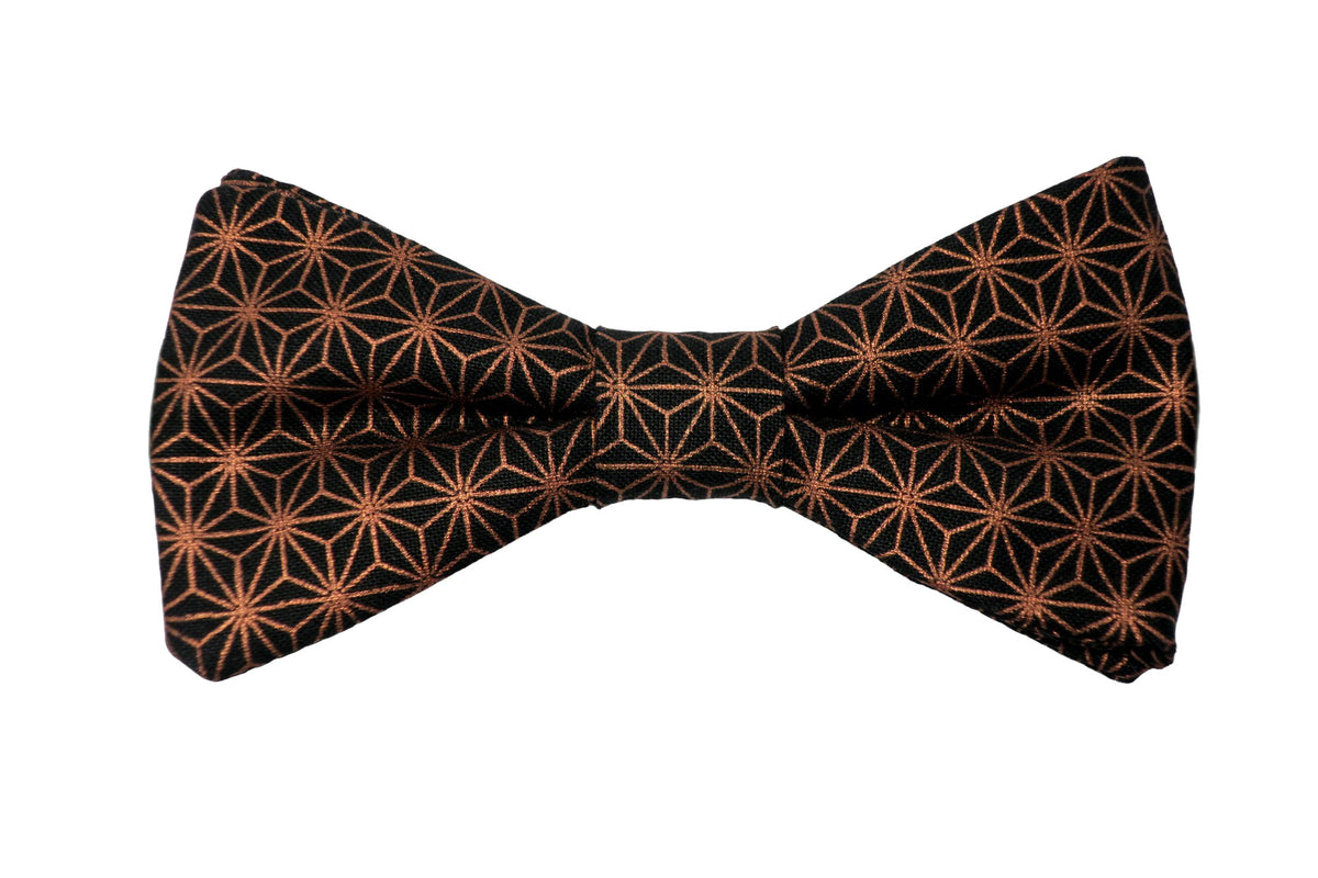 Noeud papillon japonais noir étoiles cuivrées - Effet Noeud Pap