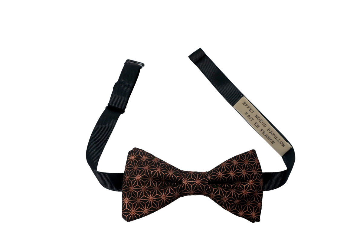 Noeud papillon japonais noir étoiles cuivrées - Effet Noeud Pap