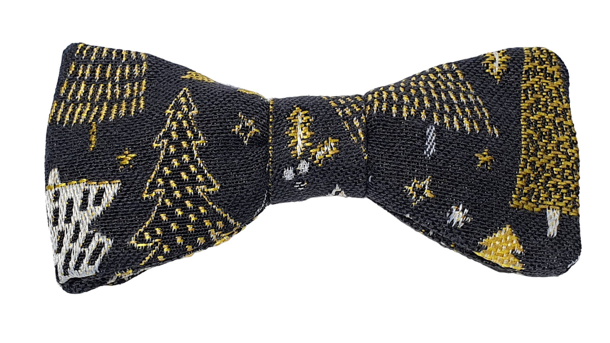 Noeud papillon motif sapin de Noël sombre