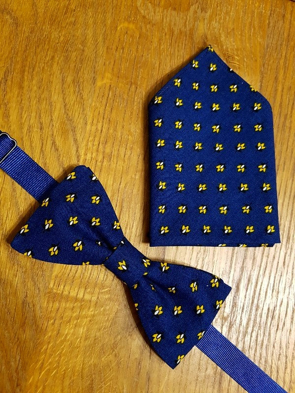 Noeud papillon provençal marine calissons jaunes - Effet Noeud Pap