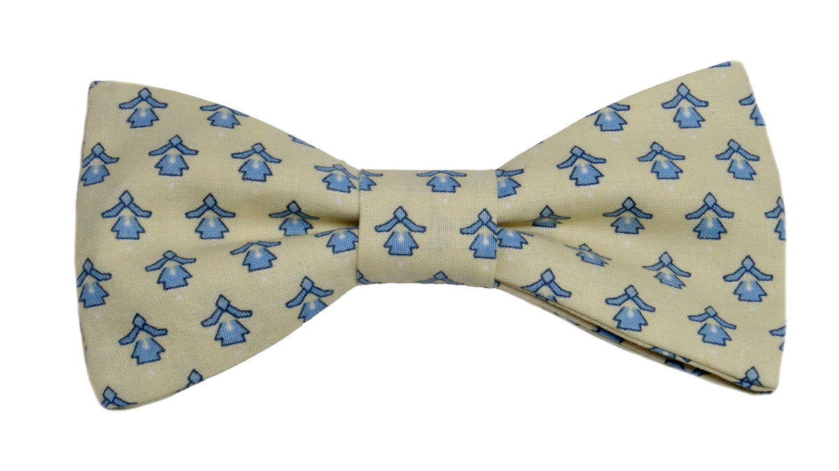 Nœud papillon provençal crème calissons bleus
