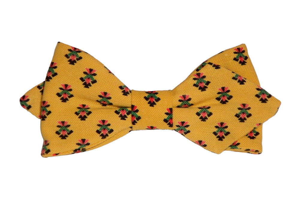 Noeud papillon provençal jaune calissons noirs et verts - Effet Noeud Pap