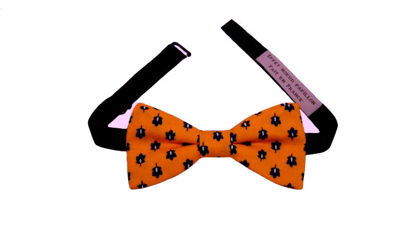 Noeud papillon provençal jaune orangé calissons bleus - Effet Noeud Pap