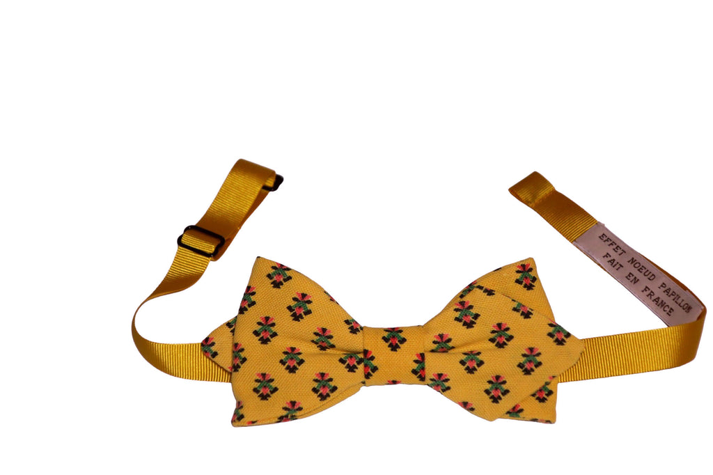 Noeud papillon provençal jaune calissons noirs et verts - Effet Noeud Pap