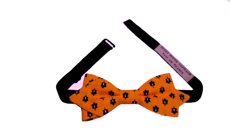 Noeud papillon provençal jaune orangé calissons bleus - Effet Noeud Pap