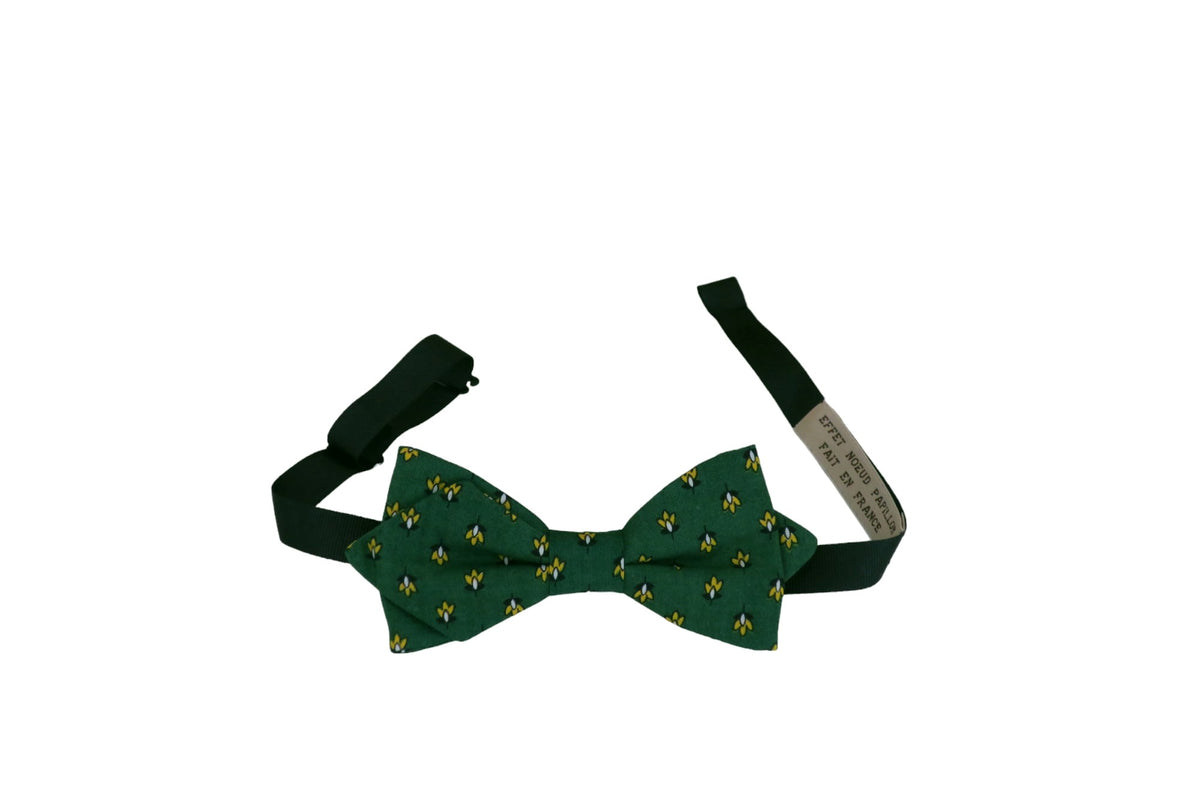 Noeud papillon provençal vert calissons jaunes - Effet Noeud Pap