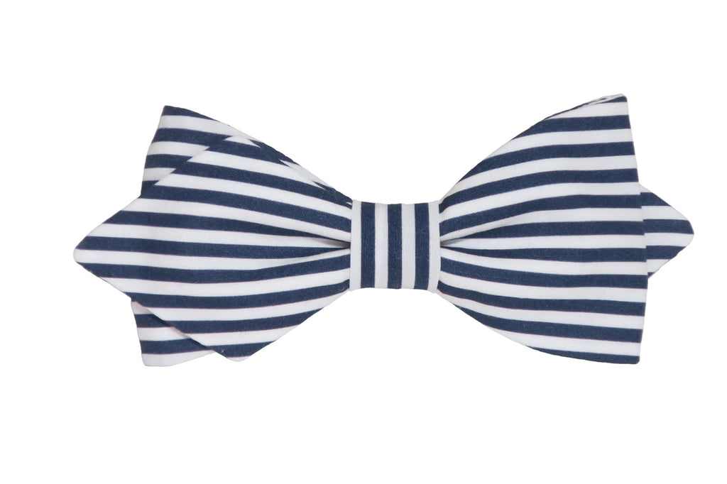 Noeud papillon rayé marine et blanc - Effet Noeud Pap