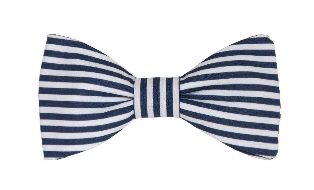 Nœud papillon rayé marine et blanc