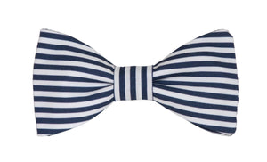 Nœud papillon rayé marine et blanc