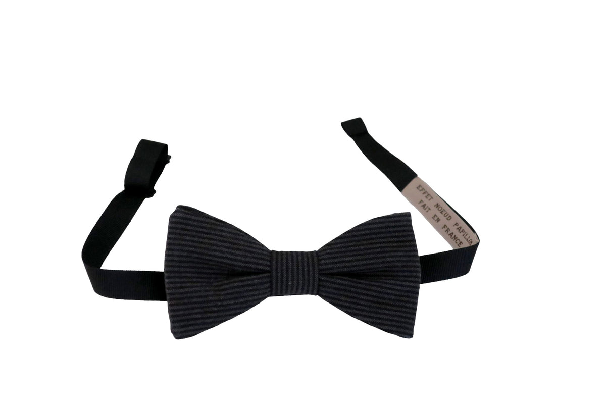 Noeud papillon rayé gris clair et gris foncé - Effet Noeud Pap