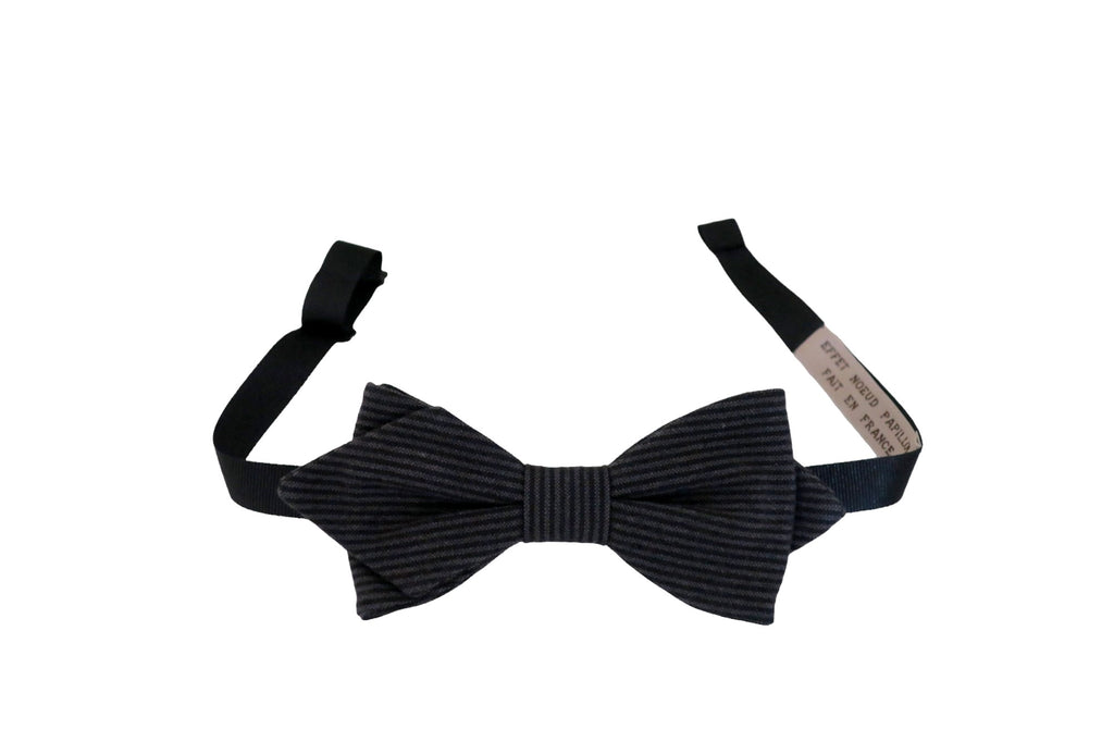 Noeud papillon rayé gris clair et gris foncé - Effet Noeud Pap