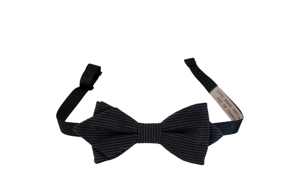 Noeud papillon rayé gris clair et gris foncé - Effet Noeud Pap