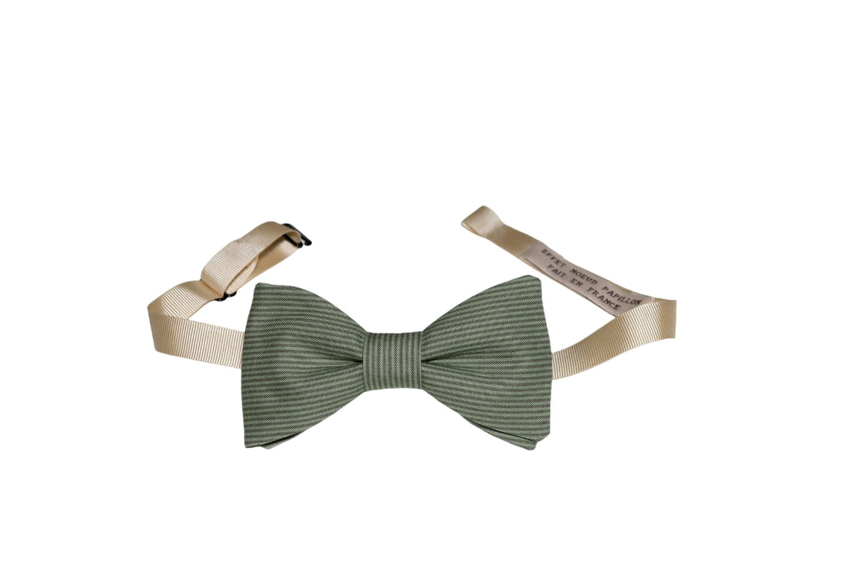 Noeud papillon rayé vert kaki